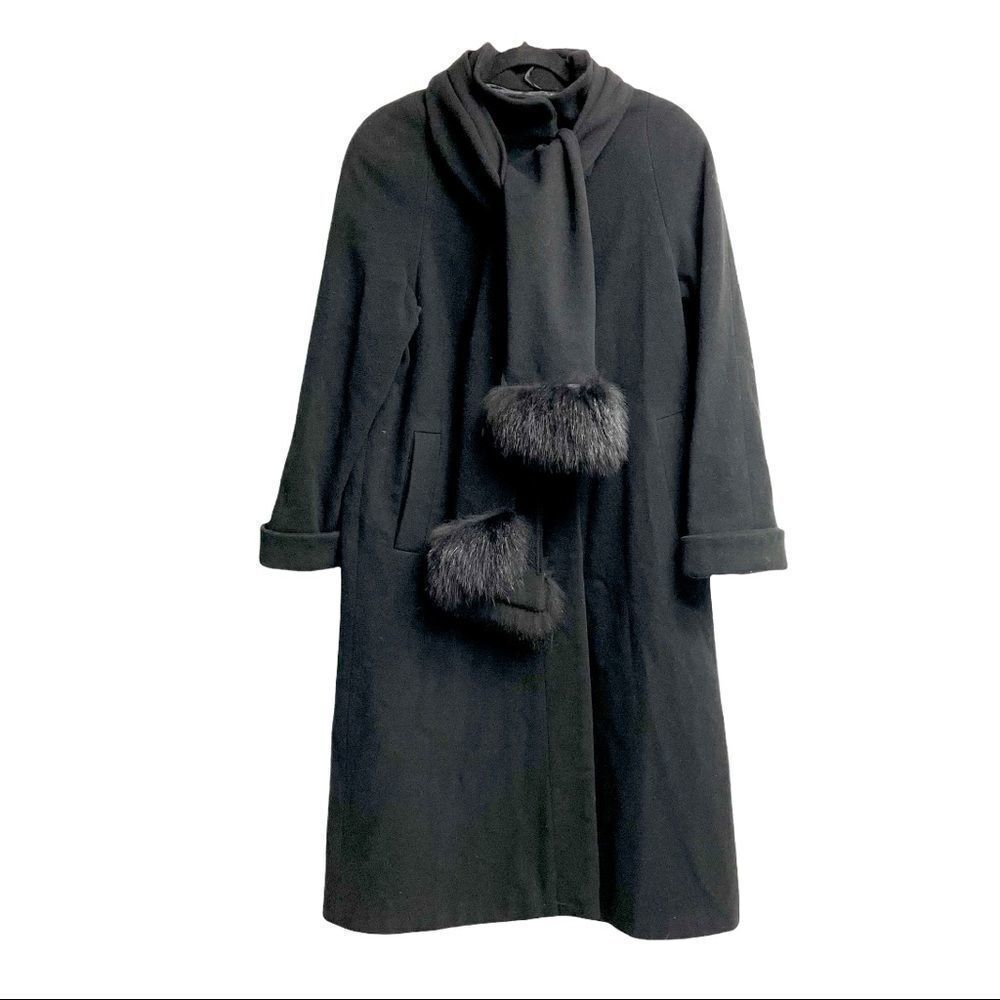 UTEX DESIGN Vintage Wool Cashmere Long Winter Coat Black 8
